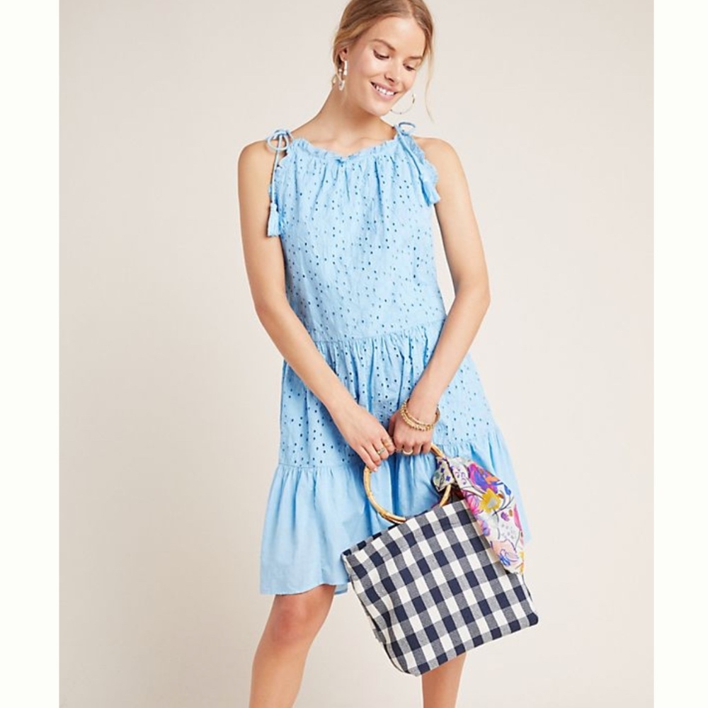 Anthropologie Mindy Eyelet Tiered Tunic Dress